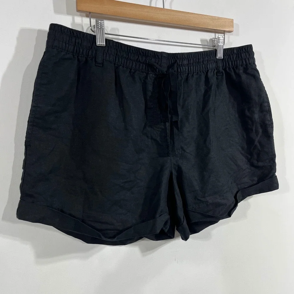 Joe Fresh Euro Summer Coastal Linen Beachy Resort Drawstring Shorts Womens 14